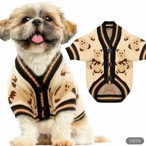 Cartoon Graphic Dog Sweaters, Cute Bear Dog Cardigans